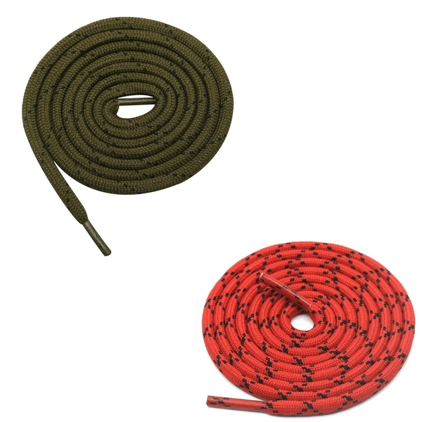 GRAH SANGRAH® (2 Pair) (1 Pair Per Single Color) Shoes Laces Athletic Shoelaces For Sport/Running Shoes Shoe Strings - 120 CM, Olive-Red Black