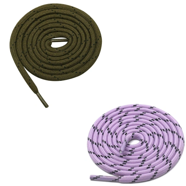 GRAH SANGRAH® (2 Pair) (1 Pair Per Single Color) Shoes Laces Athletic Shoelaces For Sport/Running Shoes Shoe Strings - 120 CM, Olive-Purple