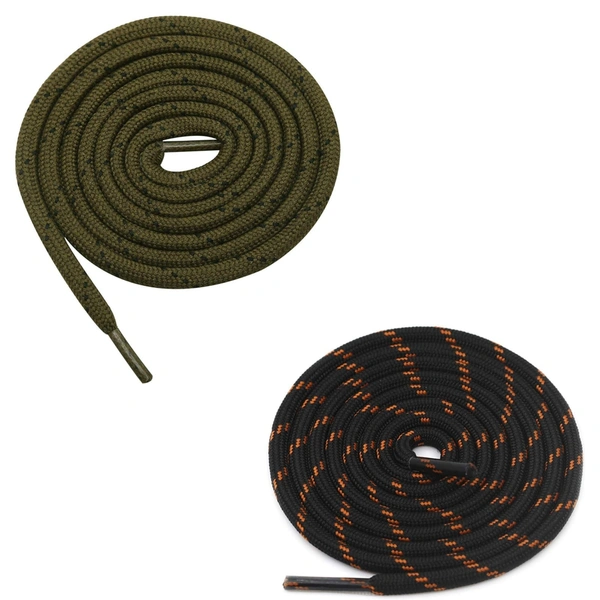 GRAH SANGRAH® (2 Pair) (1 Pair Per Single Color) Shoes Laces Athletic Shoelaces For Sport/Running Shoes Shoe Strings - 120 CM, Olive-Black Orange
