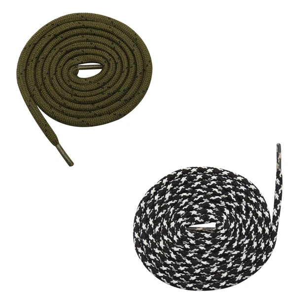GRAH SANGRAH® (2 Pair) (1 Pair Per Single Color) Shoes Laces Athletic Shoelaces For Sport/Running Shoes Shoe Strings - 120 CM, Olive-Black White