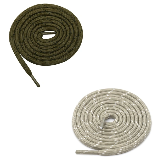 GRAH SANGRAH® (2 Pair) (1 Pair Per Single Color) Shoes Laces Athletic Shoelaces For Sport/Running Shoes Shoe Strings - 120 CM, Olive-Beige