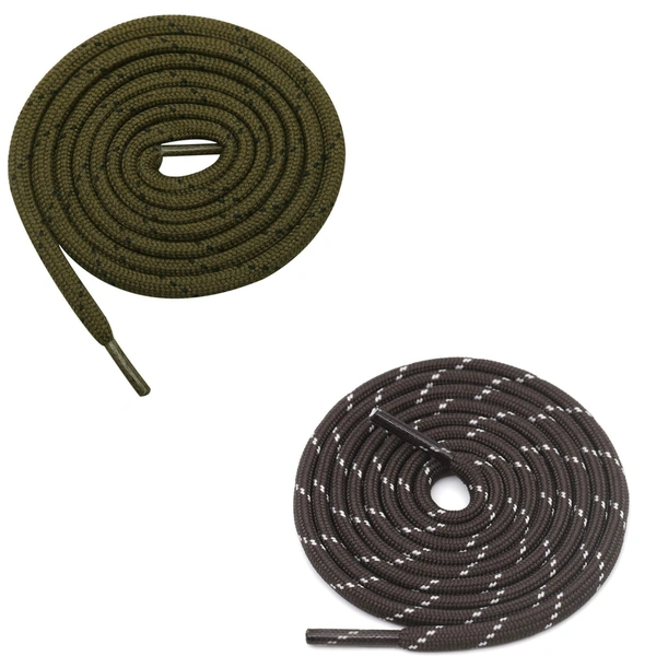 GRAH SANGRAH® (2 Pair) (1 Pair Per Single Color) Shoes Laces Athletic Shoelaces For Sport/Running Shoes Shoe Strings - 120 CM, Olive-Coffee