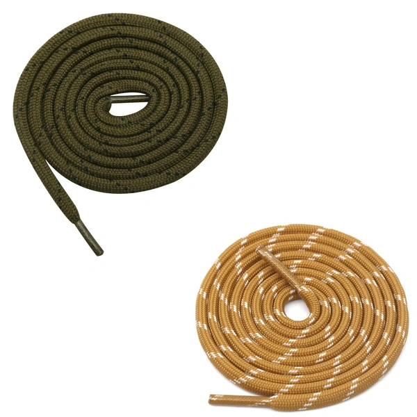 GRAH SANGRAH® (2 Pair) (1 Pair Per Single Color) Shoes Laces Athletic Shoelaces For Sport/Running Shoes Shoe Strings - 120 CM, Olive-Camel