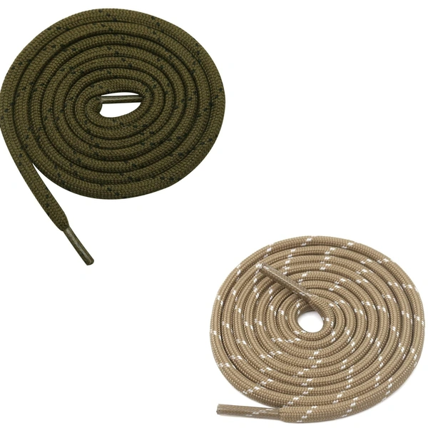 GRAH SANGRAH® (2 Pair) (1 Pair Per Single Color) Shoes Laces Athletic Shoelaces For Sport/Running Shoes Shoe Strings - 120 CM, Olive-Khaki White