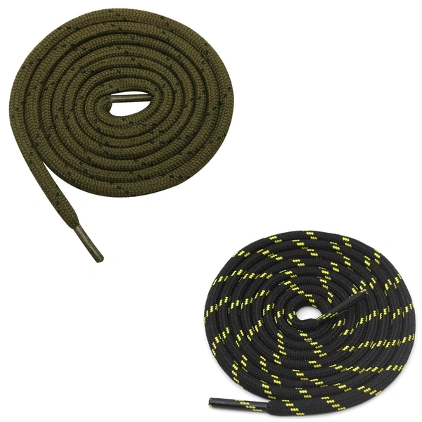 GRAH SANGRAH® (2 Pair) (1 Pair Per Single Color) Shoes Laces Athletic Shoelaces For Sport/Running Shoes Shoe Strings - 120 CM, Olive-Black Yellow