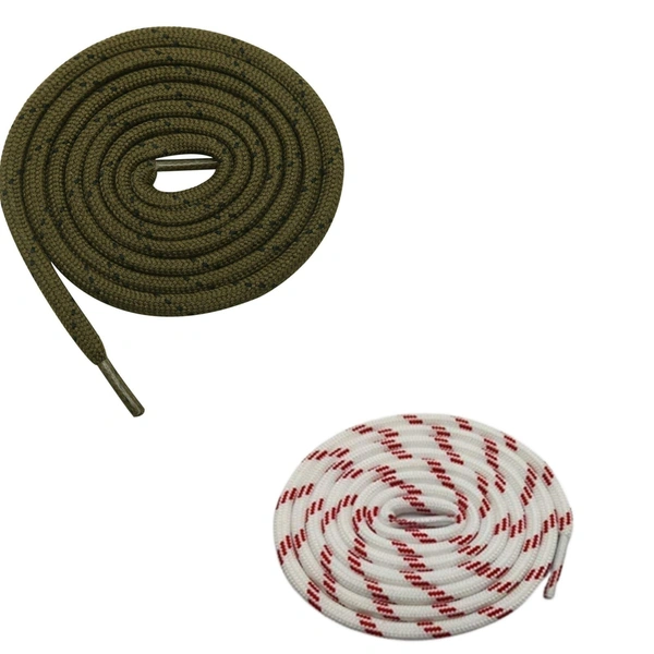 GRAH SANGRAH® (2 Pair) (1 Pair Per Single Color) Shoes Laces Athletic Shoelaces For Sport/Running Shoes Shoe Strings - 120 CM, Olive-White Red