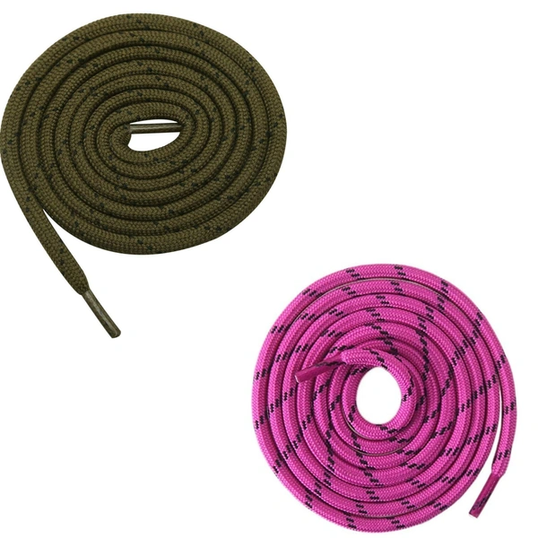 GRAH SANGRAH® (2 Pair) (1 Pair Per Single Color) Shoes Laces Athletic Shoelaces For Sport/Running Shoes Shoe Strings - 120 CM, Olive-Hot Pink