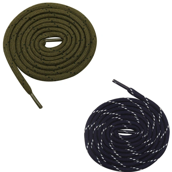 GRAH SANGRAH® (2 Pair) (1 Pair Per Single Color) Shoes Laces Athletic Shoelaces For Sport/Running Shoes Shoe Strings - 120 CM, Olive-Navy
