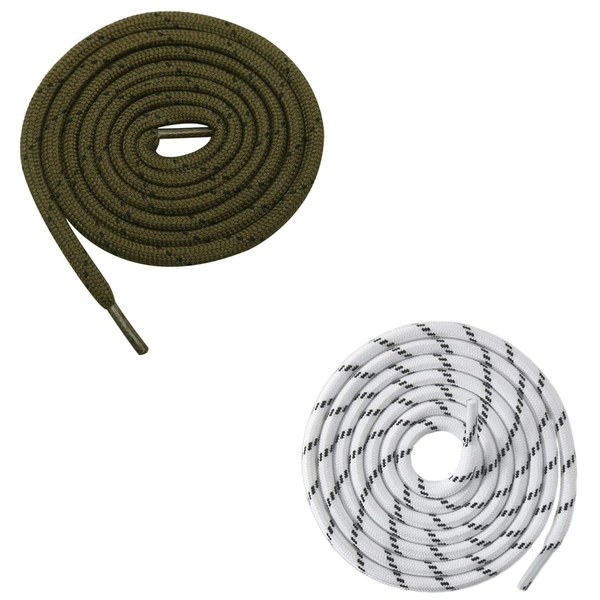 GRAH SANGRAH® (2 Pair) (1 Pair Per Single Color) Shoes Laces Athletic Shoelaces For Sport/Running Shoes Shoe Strings - 120 CM, Olive-White Black