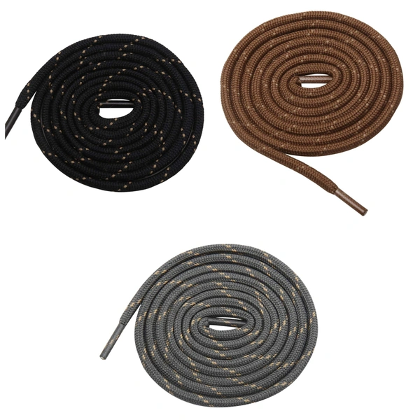 GRAH SANGRAH® (3 Pair) (1 Pair Per Single Color) Shoes Laces Athletic Shoelaces For Sport/Running Shoes Shoe Strings - 120 CM, Black-Brown-Grey