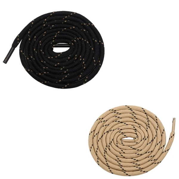 GRAH SANGRAH® (2 Pair) (1 Pair Per Single Color) Shoes Laces Athletic Shoelaces For Sport/Running Shoes Shoe Strings - 120 CM, Black-Cream