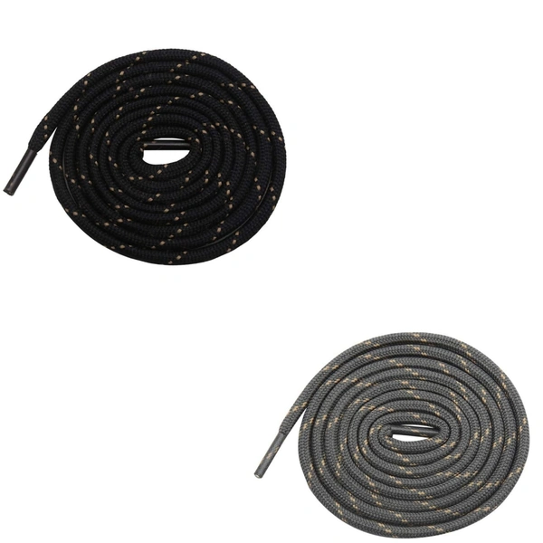 GRAH SANGRAH® (2 Pair) (1 Pair Per Single Color) Shoes Laces Athletic Shoelaces For Sport/Running Shoes Shoe Strings - 120 CM, Black-Grey