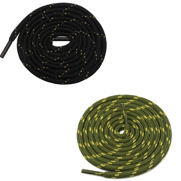 GRAH SANGRAH® (2 Pair) (1 Pair Per Single Color) Shoes Laces Athletic Shoelaces For Sport/Running Shoes Shoe Strings - 120 CM, Black_ Army Green Yellow