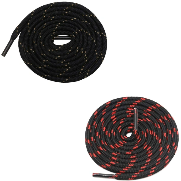 GRAH SANGRAH® (2 Pair) (1 Pair Per Single Color) Shoes Laces Athletic Shoelaces For Sport/Running Shoes Shoe Strings - 120 CM, Black_ Black Red