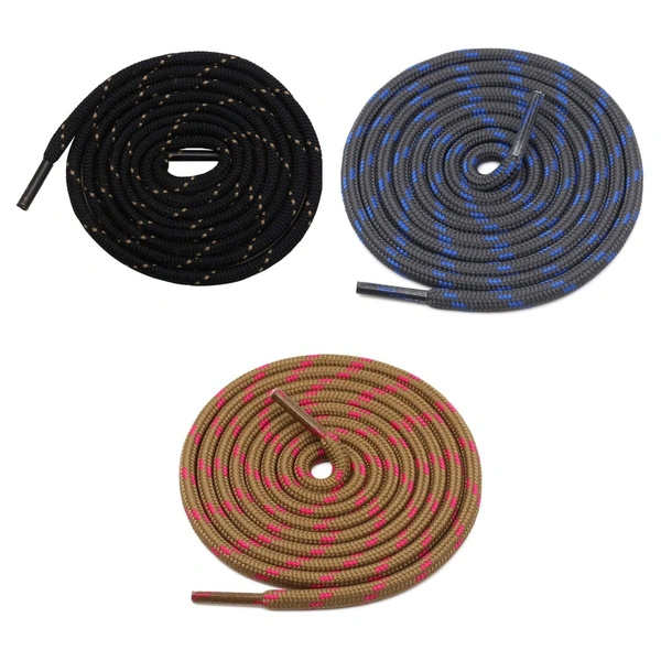 GRAH SANGRAH® (3 Pair) (1 Pair Per Single Color) Shoes Laces Athletic Shoelaces For Sport/Running Shoes Shoe Strings - 120 CM, Black-Grey Blue-Brown Rose Red
