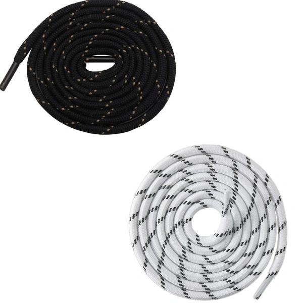 GRAH SANGRAH® (2 Pair) (1 Pair Per Single Color) Shoes Laces Athletic Shoelaces For Sport/Running Shoes Shoe Strings - 120 CM, Black __ White Black