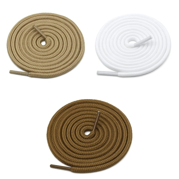 GRAH SANGRAH® 3 Pair (1 Pair Per Single Color) Unisex Shoes Laces For Sport, Running Casual Gym Shoelaces - 120 CM, Cream_ Light Brown_ White