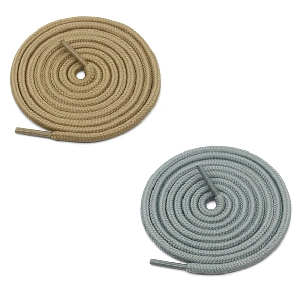 GRAH SANGRAH® 2 Pair (1 Pair Per Single Color) Unisex Shoes Laces For Sport, Running Casual Gym Shoelaces - 120 CM, Cream-Grey