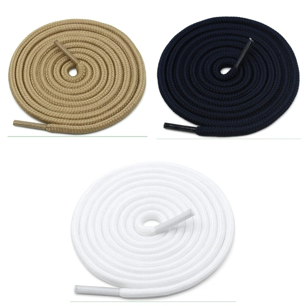 GRAH SANGRAH® 3 Pair (1 Pair Per Single Color) Unisex Shoes Laces For Sport, Running Casual Gym Shoelaces - 120 CM, Cream_ Navy_ White