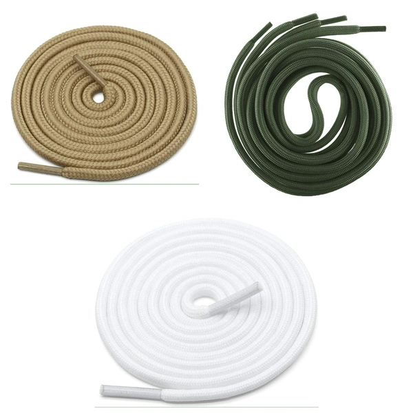 GRAH SANGRAH® 3 Pair (1 Pair Per Single Color) Unisex Shoes Laces For Sport, Running Casual Gym Shoelaces - 120 CM, Cream_ Army Green_ White