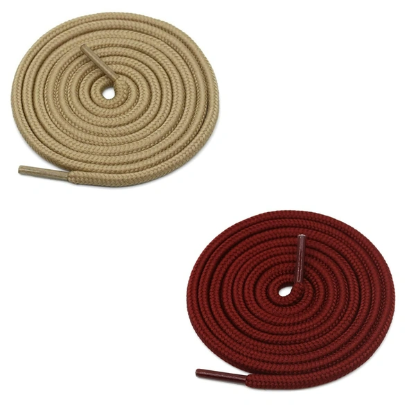 GRAH SANGRAH® 2 Pair (1 Pair Per Single Color) Unisex Shoes Laces For Sport, Running Casual Gym Shoelaces - 120 CM, Cream - Maroon
