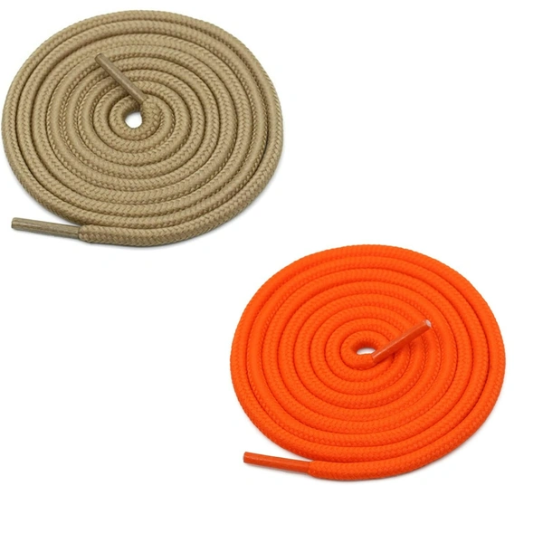 GRAH SANGRAH® 2 Pair (1 Pair Per Single Color) Unisex Shoes Laces For Sport, Running Casual Gym Shoelaces - 120 CM, Cream_ Orange