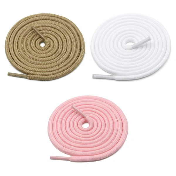 GRAH SANGRAH® 3 Pair (1 Pair Per Single Color) Unisex Shoes Laces For Sport, Running Casual Gym Shoelaces - 120 CM, Cream_ White_ Pink