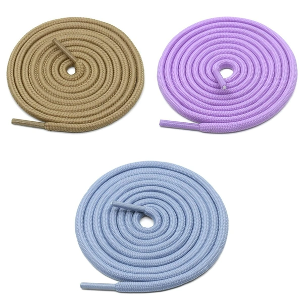 GRAH SANGRAH® 3 Pair (1 Pair Per Single Color) Unisex Shoes Laces For Sport, Running Casual Gym Shoelaces - 120 CM, Cream_ Sky_ Purple