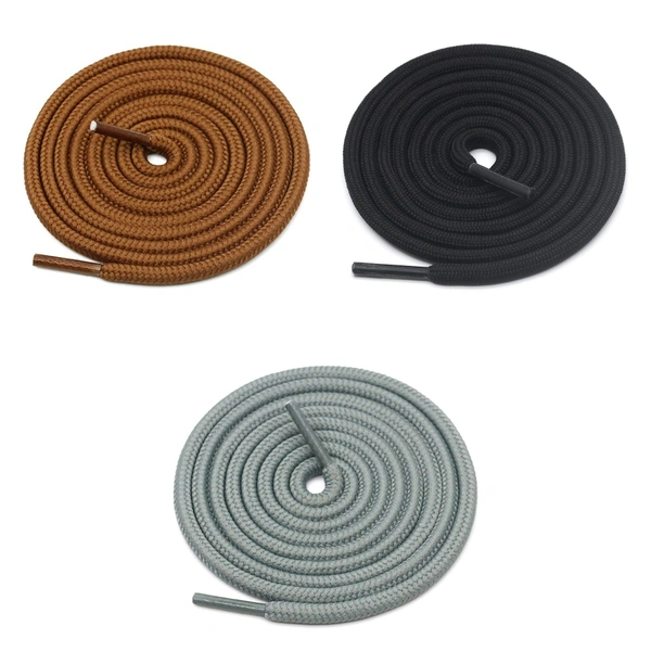 GRAH SANGRAH® 3 Pair (1 Pair Per Single Color) Unisex Shoes Laces For Sport, Running Casual Gym Shoelaces - 120 CM, Camel_ Black_ Grey