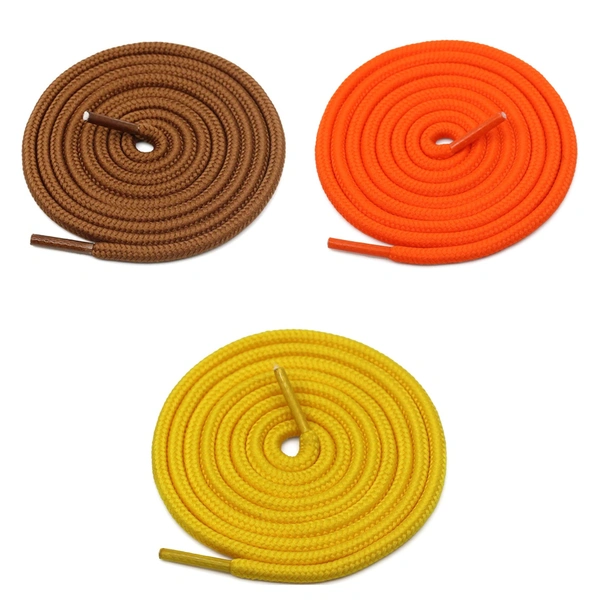 GRAH SANGRAH® 3 Pair (1 Pair Per Single Color) Unisex Shoes Laces For Sport, Running Casual Gym Shoelaces - 120 CM, Tan-Orange-Yellow