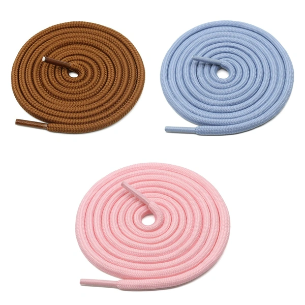 GRAH SANGRAH® 3 Pair (1 Pair Per Single Color) Unisex Shoes Laces For Sport, Running Casual Gym Shoelaces - 120 CM, Camel _ Sky _ Pink