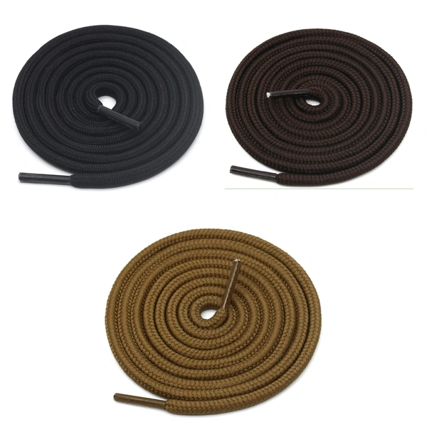 GRAH SANGRAH® 3 Pair (1 Pair Per Single Color) Unisex Shoes Laces For Sport, Running Casual Gym Shoelaces - 120 CM, Black _ Dark Brown _ Light Brown