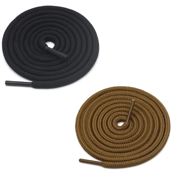 GRAH SANGRAH® 2 Pair (1 Pair Per Single Color) Unisex Shoes Laces For Sport, Running Casual Gym Shoelaces - 120 CM, Black-Light Brown
