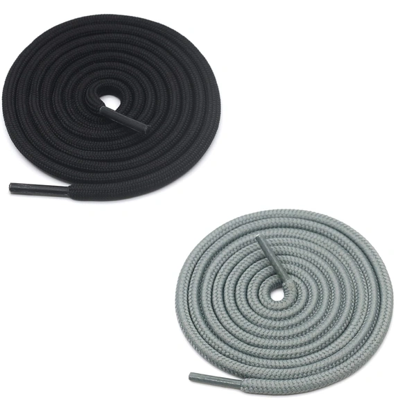 GRAH SANGRAH® 2 Pair (1 Pair Per Single Color) Unisex Shoes Laces For Sport, Running Casual Gym Shoelaces - 120 CM, Black-Grey