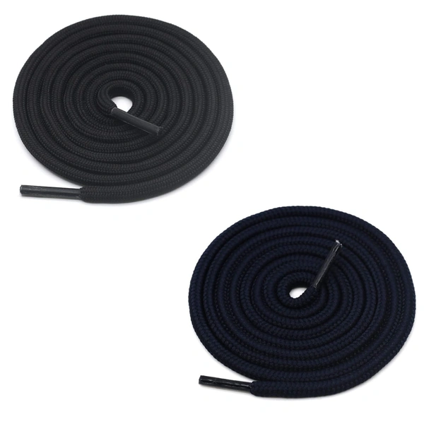 GRAH SANGRAH® 2 Pair (1 Pair Per Single Color) Unisex Shoes Laces For Sport, Running Casual Gym Shoelaces - 120 CM, Black-Navy