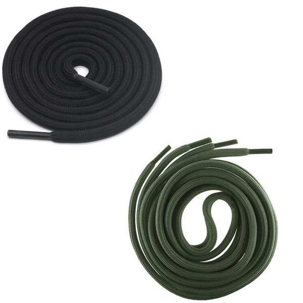 GRAH SANGRAH® 2 Pair (1 Pair Per Single Color) Unisex Shoes Laces For Sport, Running Casual Gym Shoelaces - 120 CM, Black-Army Green