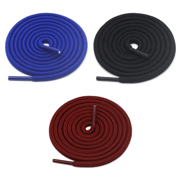 GRAH SANGRAH® 3 Pair (1 Pair Per Single Color) Unisex Shoes Laces For Sport, Running Casual Gym Shoelaces - 120 CM, Black-Blue-Maroon