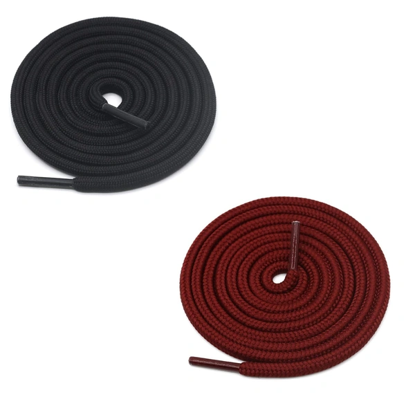 GRAH SANGRAH® 2 Pair (1 Pair Per Single Color) Unisex Shoes Laces For Sport, Running Casual Gym Shoelaces - 120 CM, Black-Maroon