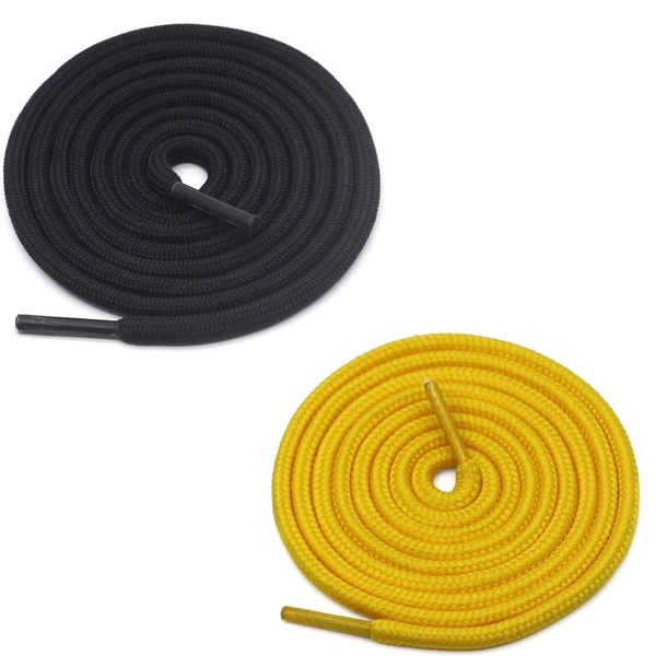 GRAH SANGRAH® 2 Pair (1 Pair Per Single Color) Unisex Shoes Laces For Sport, Running Casual Gym Shoelaces - 120 CM, Black-Yellow