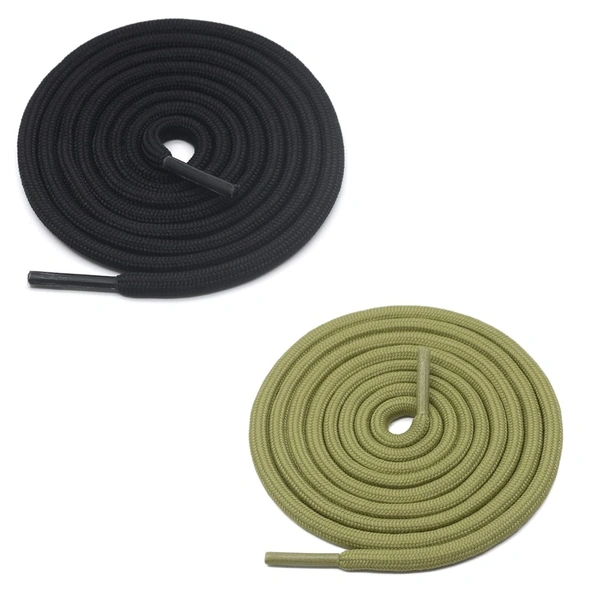 GRAH SANGRAH® 2 Pair (1 Pair Per Single Color) Unisex Shoes Laces For Sport, Running Casual Gym Shoelaces - 120 CM, Black-Olive