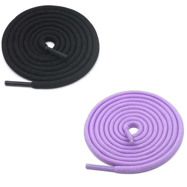 GRAH SANGRAH® 2 Pair (1 Pair Per Single Color) Unisex Shoes Laces For Sport, Running Casual Gym Shoelaces - 120 CM, Black_ Purple