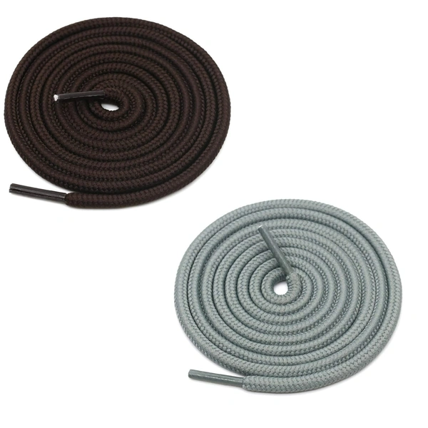 GRAH SANGRAH® 2 Pair (1 Pair Per Single Color) Unisex Shoes Laces For Sport, Running Casual Gym Shoelaces - 120 CM, Dark Brown - Grey