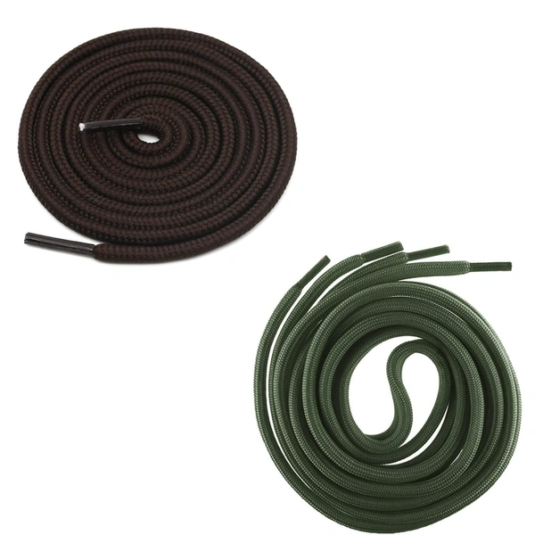 GRAH SANGRAH® 2 Pair (1 Pair Per Single Color) Unisex Shoes Laces For Sport, Running Casual Gym Shoelaces - 120 CM, Dark Brown - Army Green