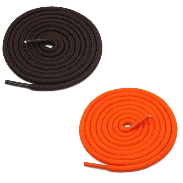 GRAH SANGRAH® 2 Pair (1 Pair Per Single Color) Unisex Shoes Laces For Sport, Running Casual Gym Shoelaces - 120 CM, Dark Brown-Orange
