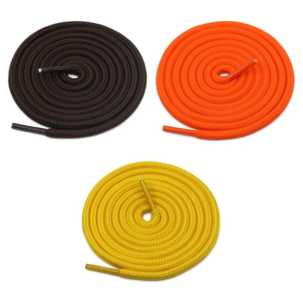 GRAH SANGRAH® 3 Pair (1 Pair Per Single Color) Unisex Shoes Laces For Sport, Running Casual Gym Shoelaces - 120 CM, Dark Brown/ Orange / Yellow