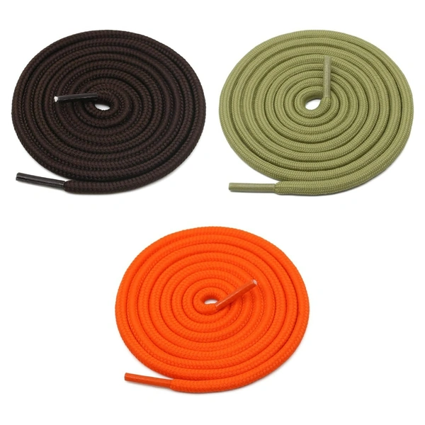 GRAH SANGRAH® 3 Pair (1 Pair Per Single Color) Unisex Shoes Laces For Sport, Running Casual Gym Shoelaces - 120 CM, Dark Brown_ Orange_ Olive