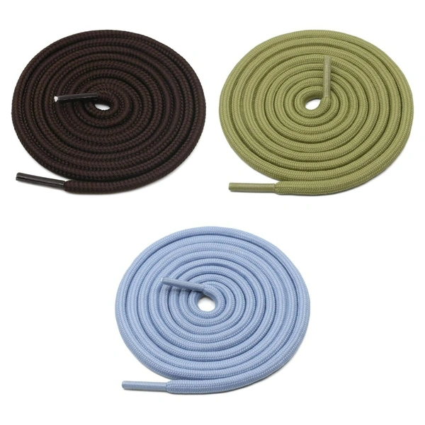 GRAH SANGRAH® 3 Pair (1 Pair Per Single Color) Unisex Shoes Laces For Sport, Running Casual Gym Shoelaces - 120 CM, Dark Brown_ Olive_ Sky