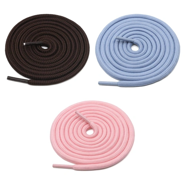 GRAH SANGRAH® 3 Pair (1 Pair Per Single Color) Unisex Shoes Laces For Sport, Running Casual Gym Shoelaces - 120 CM, Dark Brown-Sky-Pink