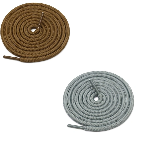 GRAH SANGRAH® 2 Pair (1 Pair Per Single Color) Unisex Shoes Laces For Sport, Running Casual Gym Shoelaces - 120 CM, Light Brown-Grey