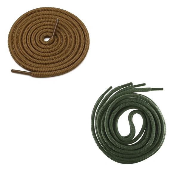 GRAH SANGRAH® 2 Pair (1 Pair Per Single Color) Unisex Shoes Laces For Sport, Running Casual Gym Shoelaces - 120 CM, Light Brown-Army Green